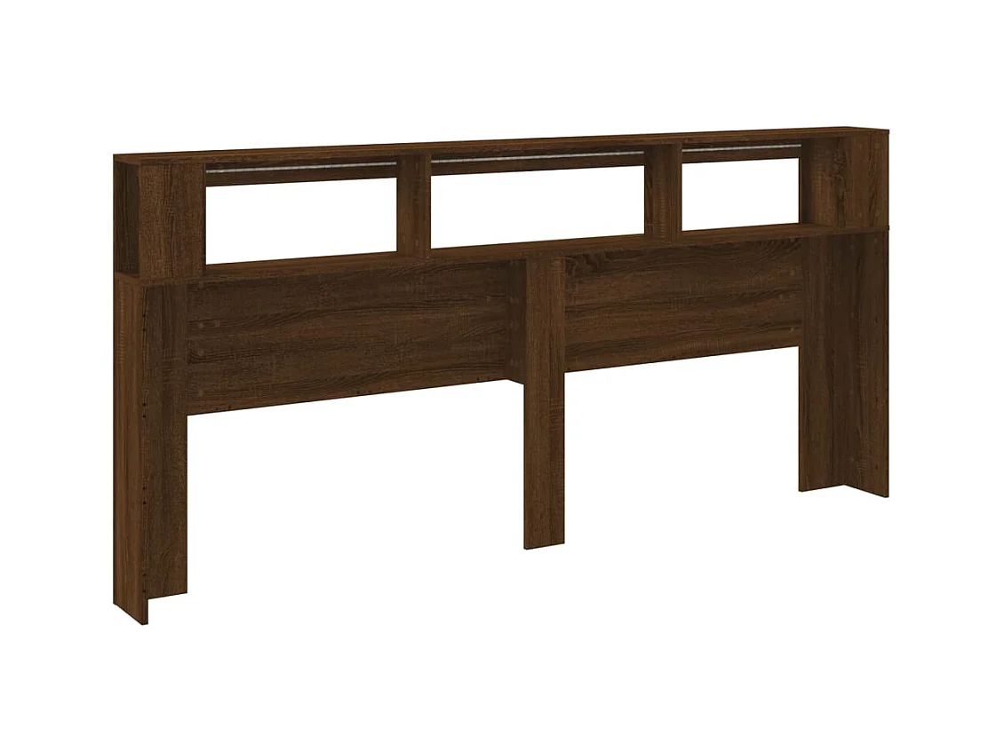 Tête de lit à LED chêne marron 220x18,5x103,5cm bois ingénierie