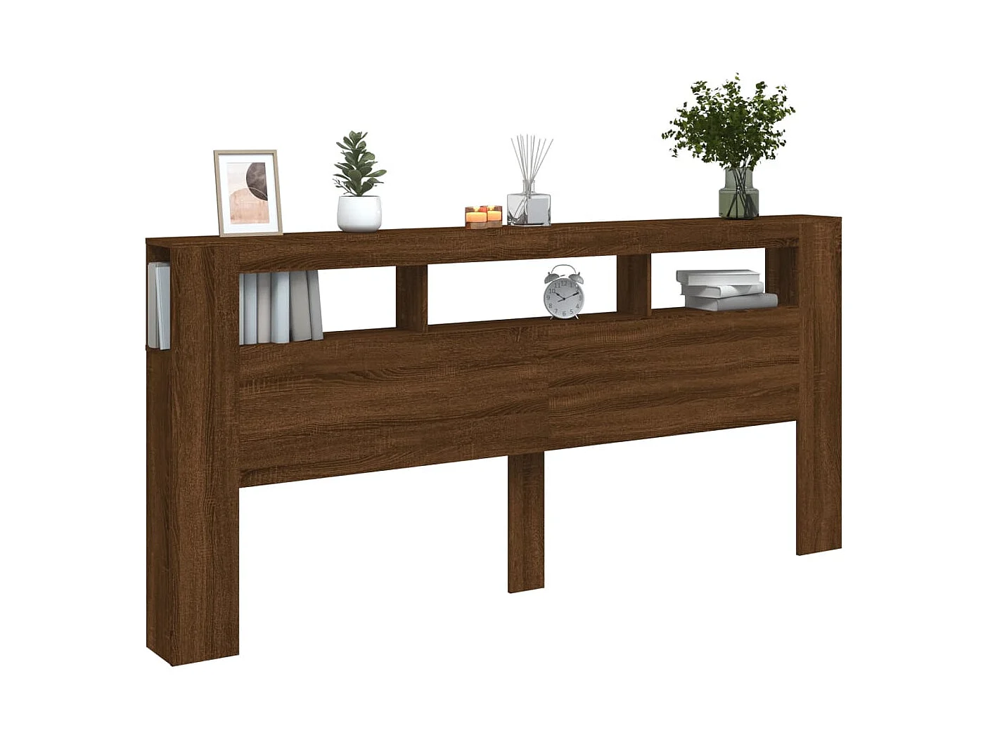 Tête de lit à LED chêne marron 220x18,5x103,5cm bois ingénierie