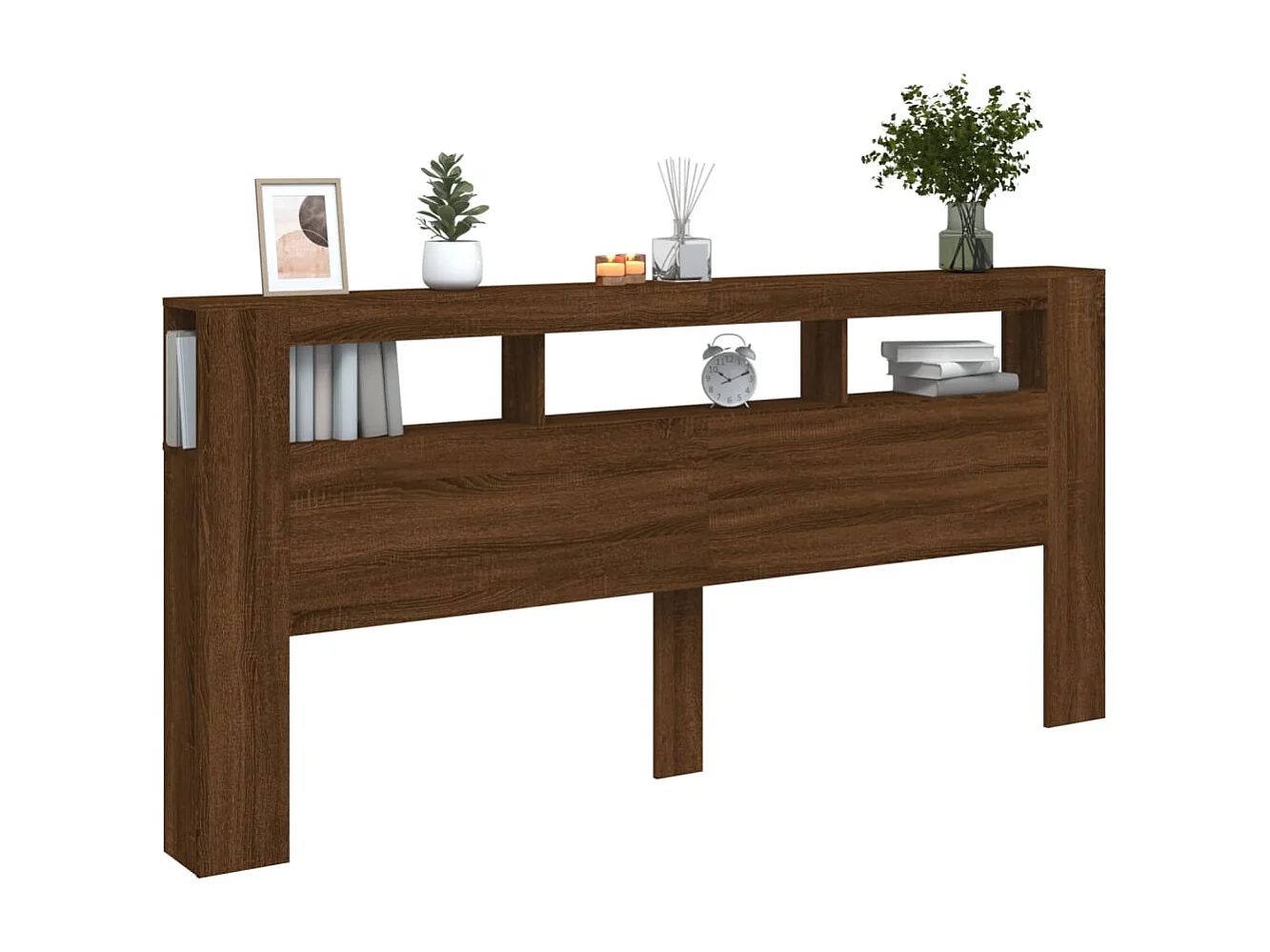 Tête de lit à LED chêne marron 220x18,5x103,5cm bois ingénierie