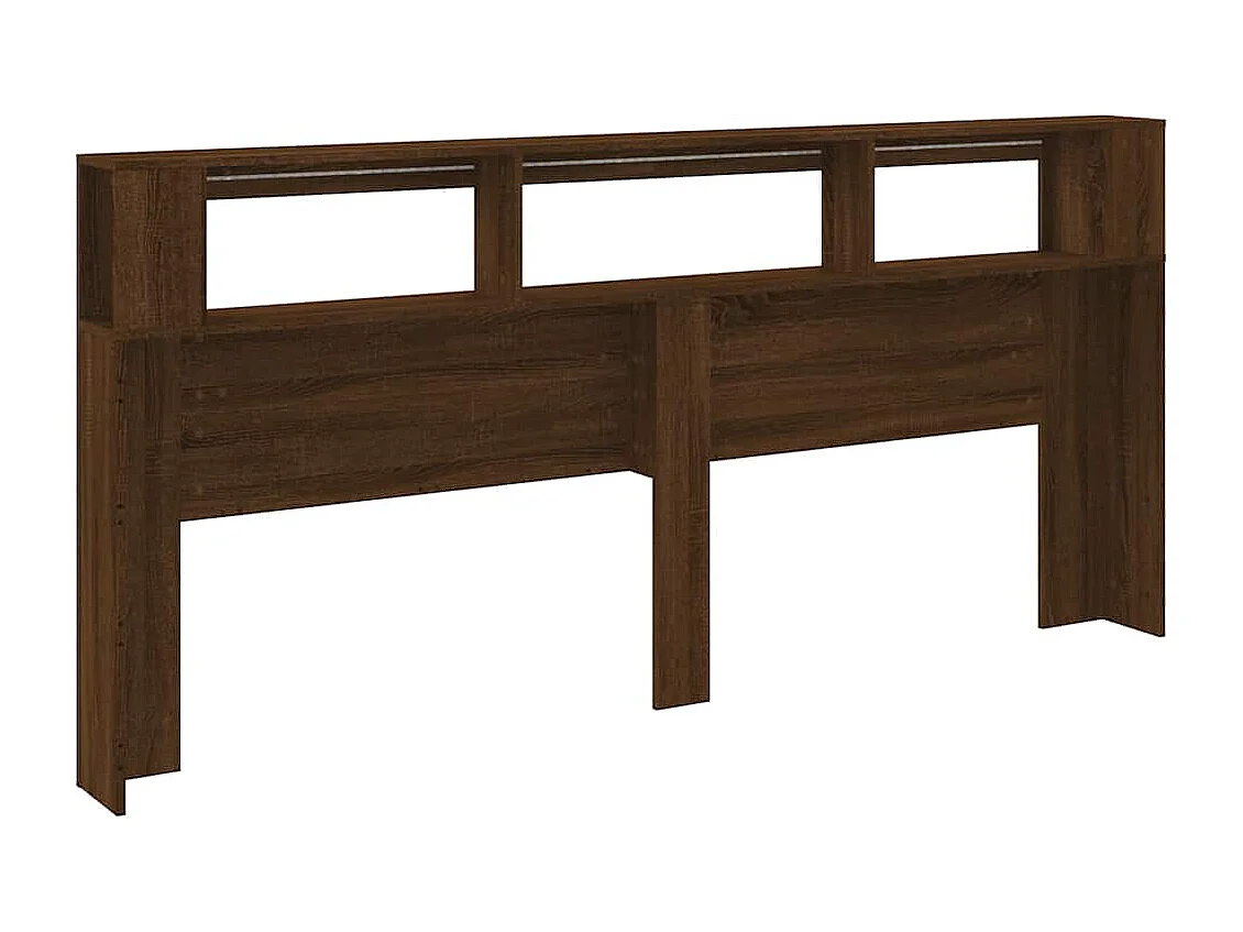 Hoofdeinde met LED 220x18,5x103,5 cm bewerkt hout bruineiken