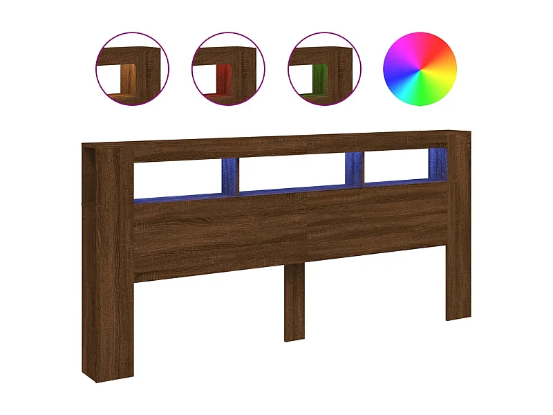 Cabeceira c/ LEDs 220x18,5x103,5 cm carvalho castanho