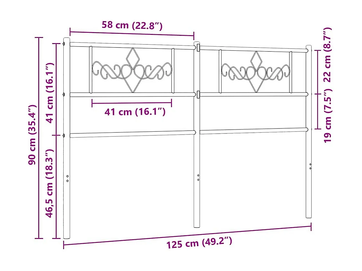 Ersatz-Kopfteil Metall Schwarz 120 cm