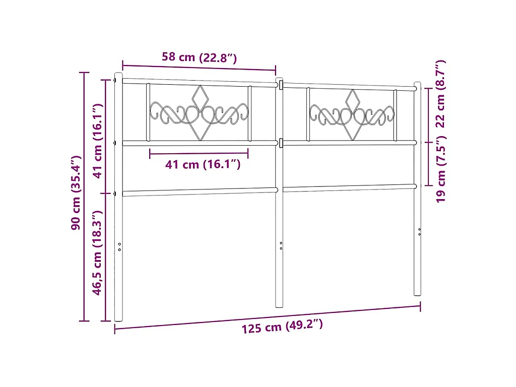 Testiera di Ricambio in Metallo Nero 120 cm
