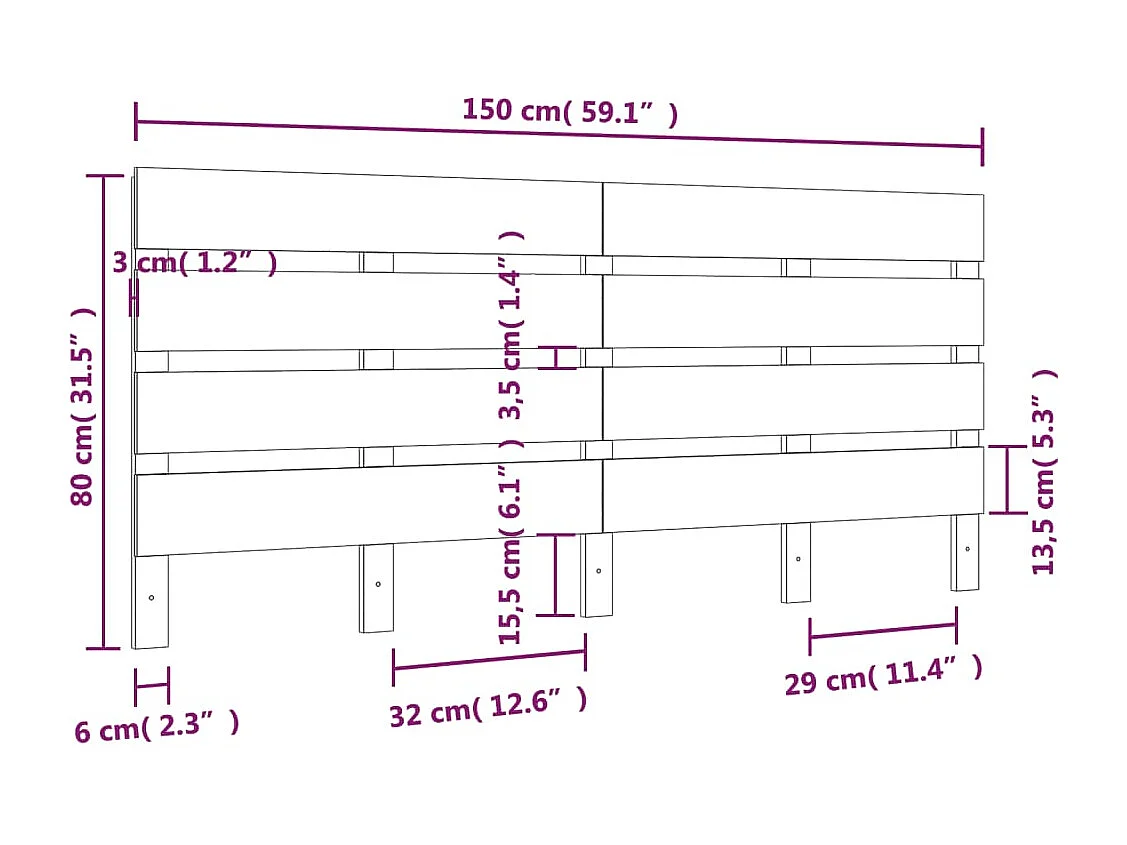 Kopfteil Weiß 150x3x80cm Massivholz Kiefer