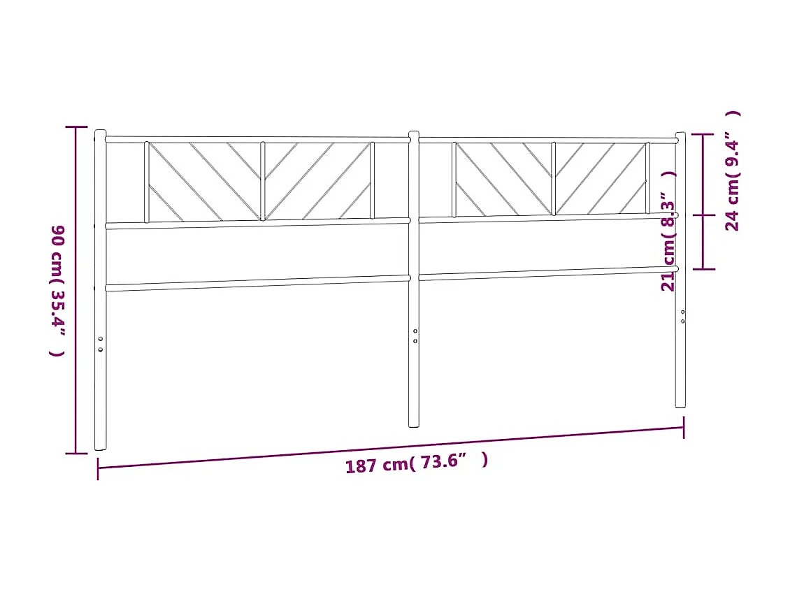 Tête de lit métal noir 180 cm