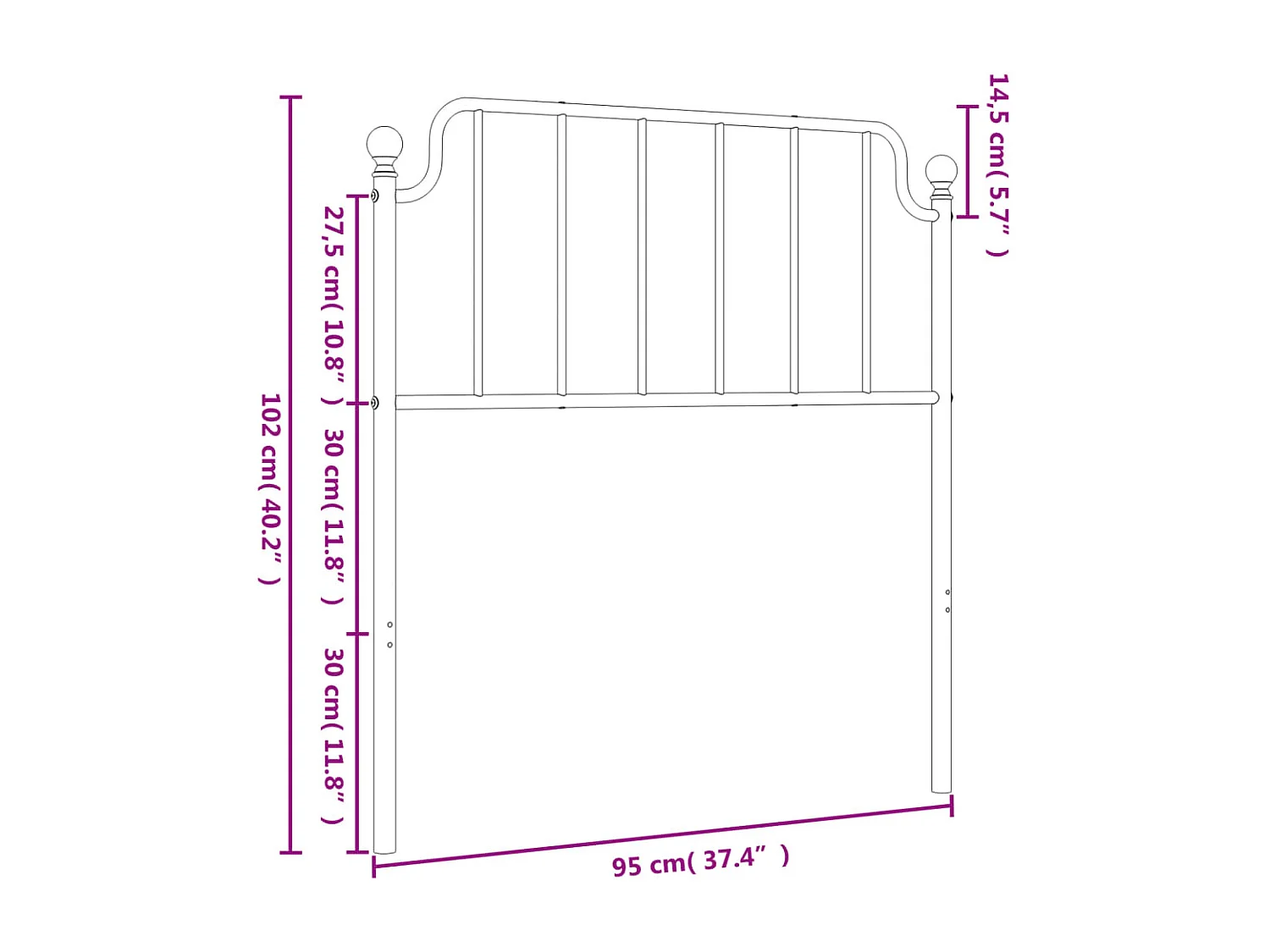 Tête de lit métal blanc 90 cm