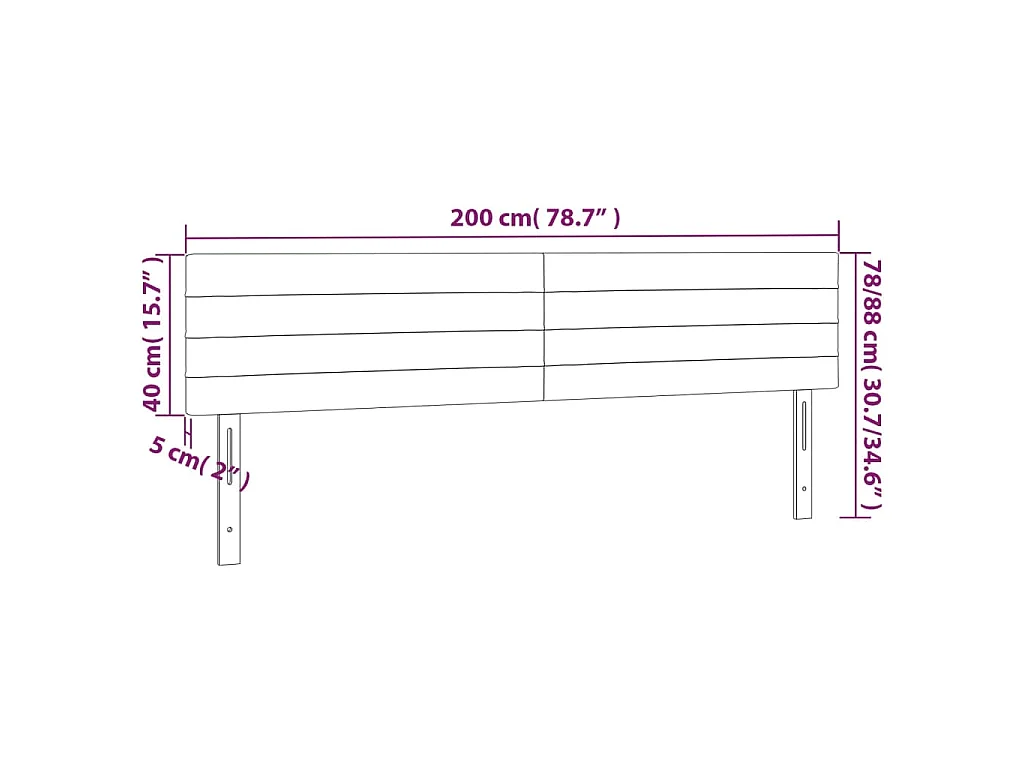 Hoofdborden 200x5x78/88 cm fluweel zwart