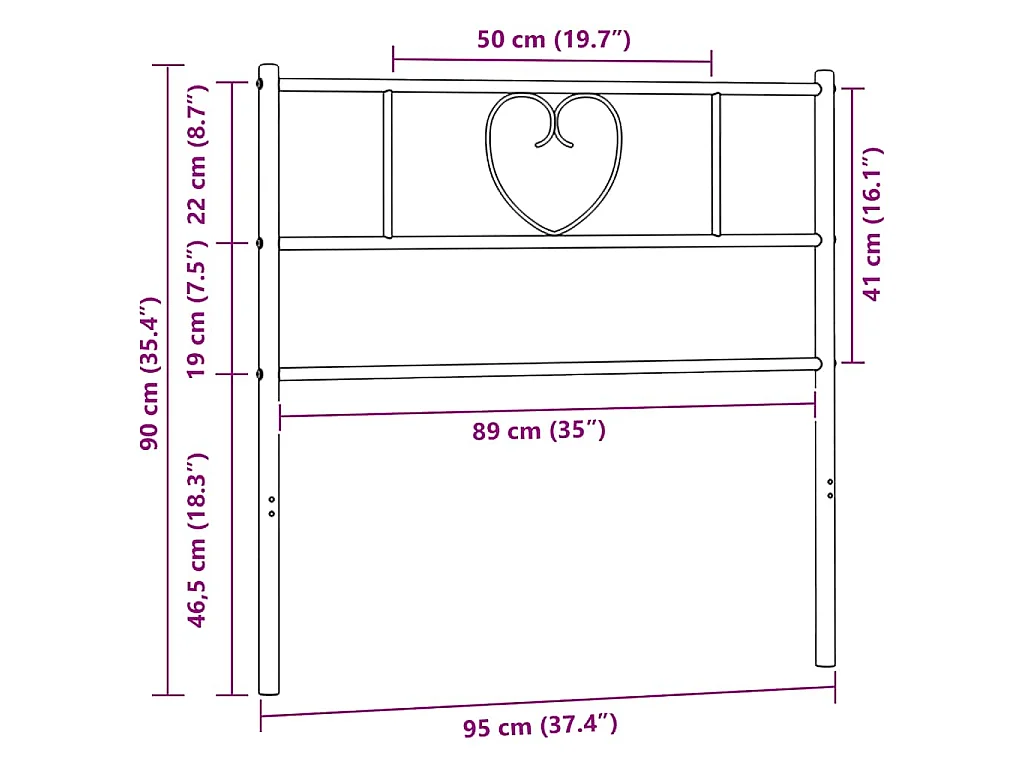 Tête de lit de remplacement métal blanc 90 cm