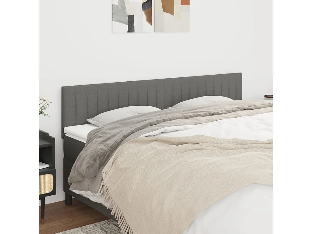 Têtes de lit Gris foncé 160x5x78/88 cm Tissu