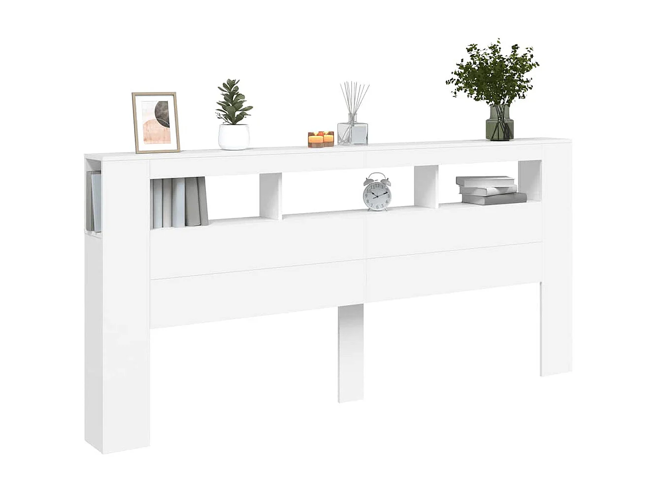 Tête de lit à LED blanc 220x18,5x103,5 cm bois d'ingénierie