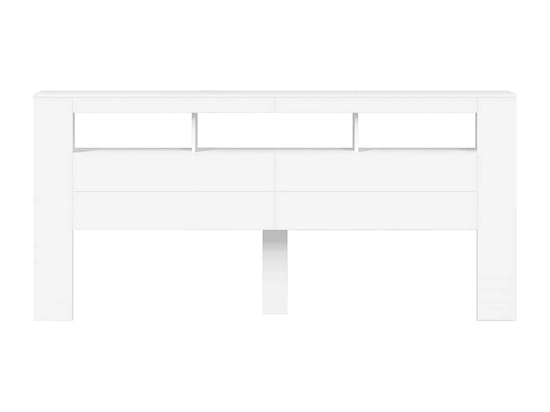 Tête de lit à LED blanc 220x18,5x103,5 cm bois d'ingénierie