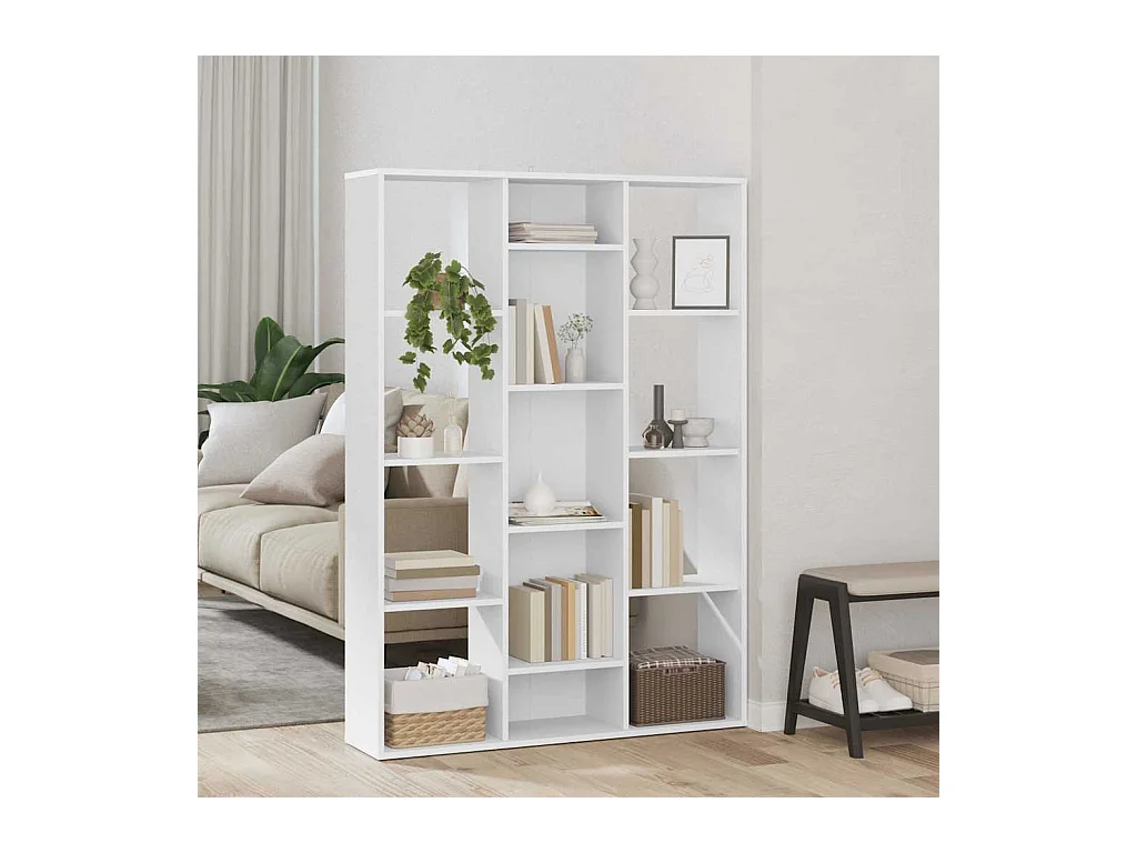 Libreria/Divisorio Bianco 100x24x140 cm in Legno Multistrato