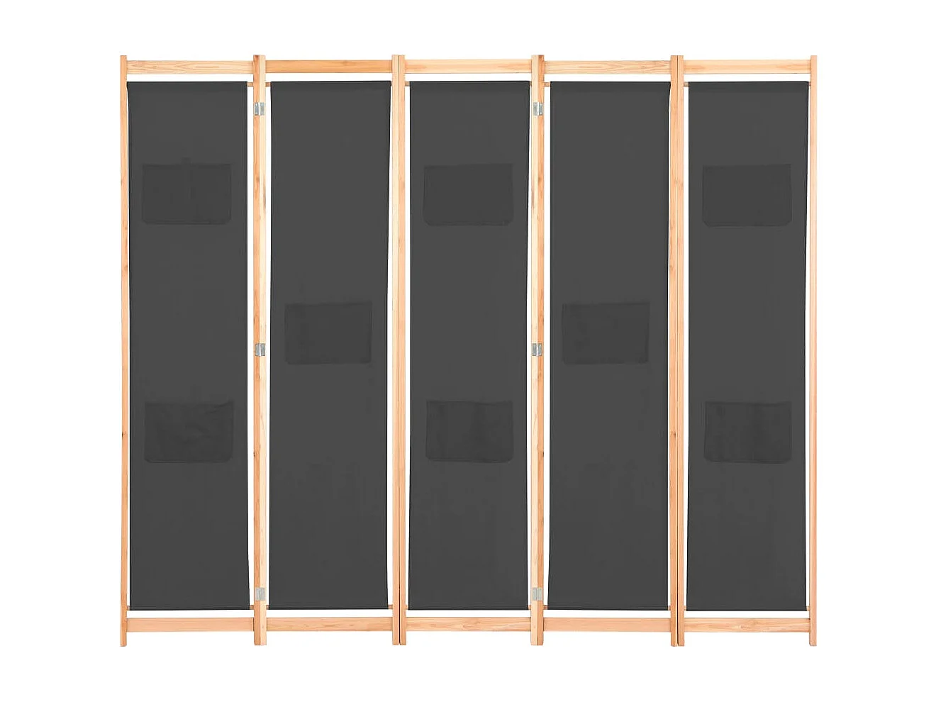 Cloison de séparation 5 panneaux Gris 200 x 170 x 4 cm Tissu