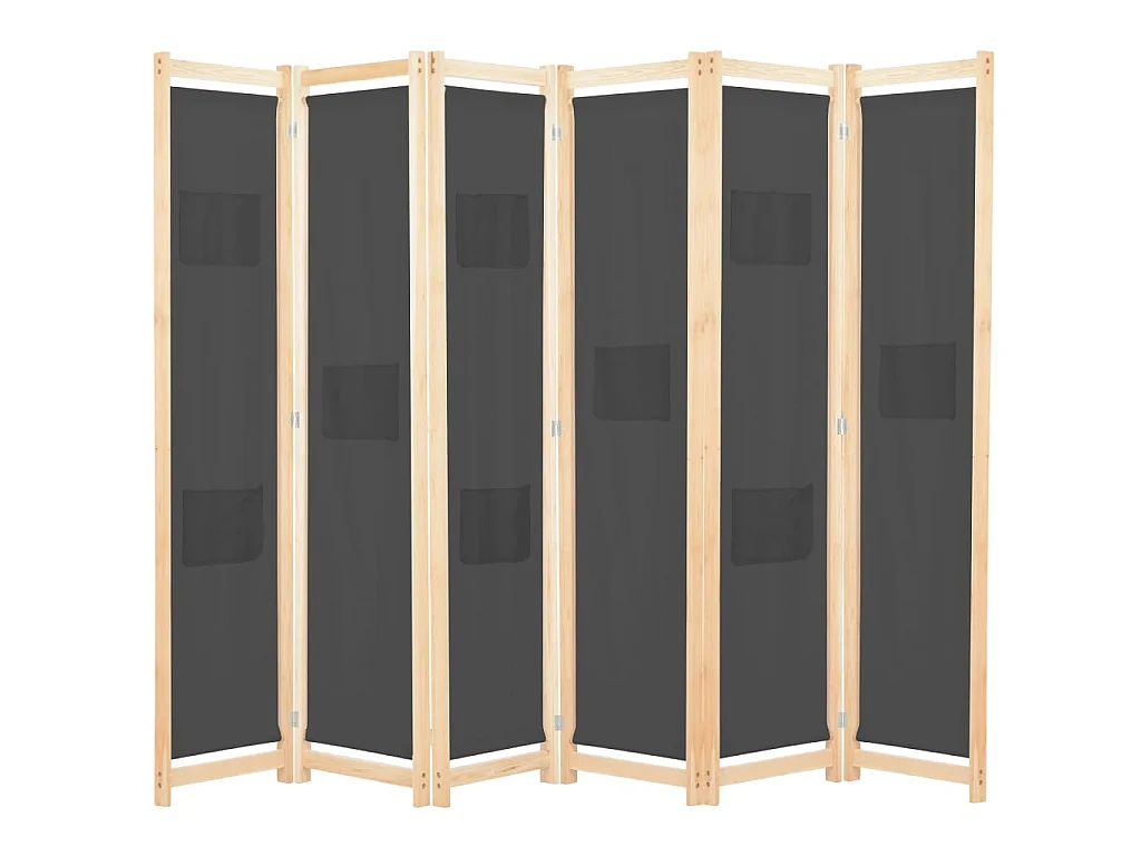 Paravent 6 panneaux Gris 240 x 170 x 4 cm Tissu