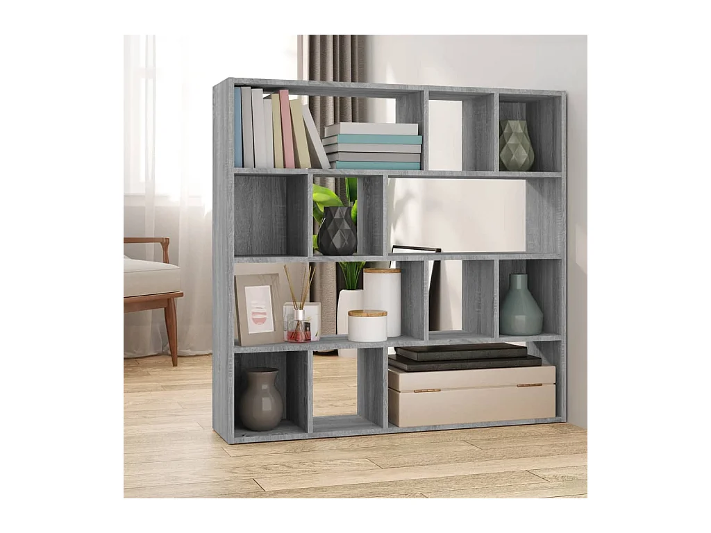 Boekenkast/kamerscherm 105x24x102 cm grijs sonoma eikenkleurig