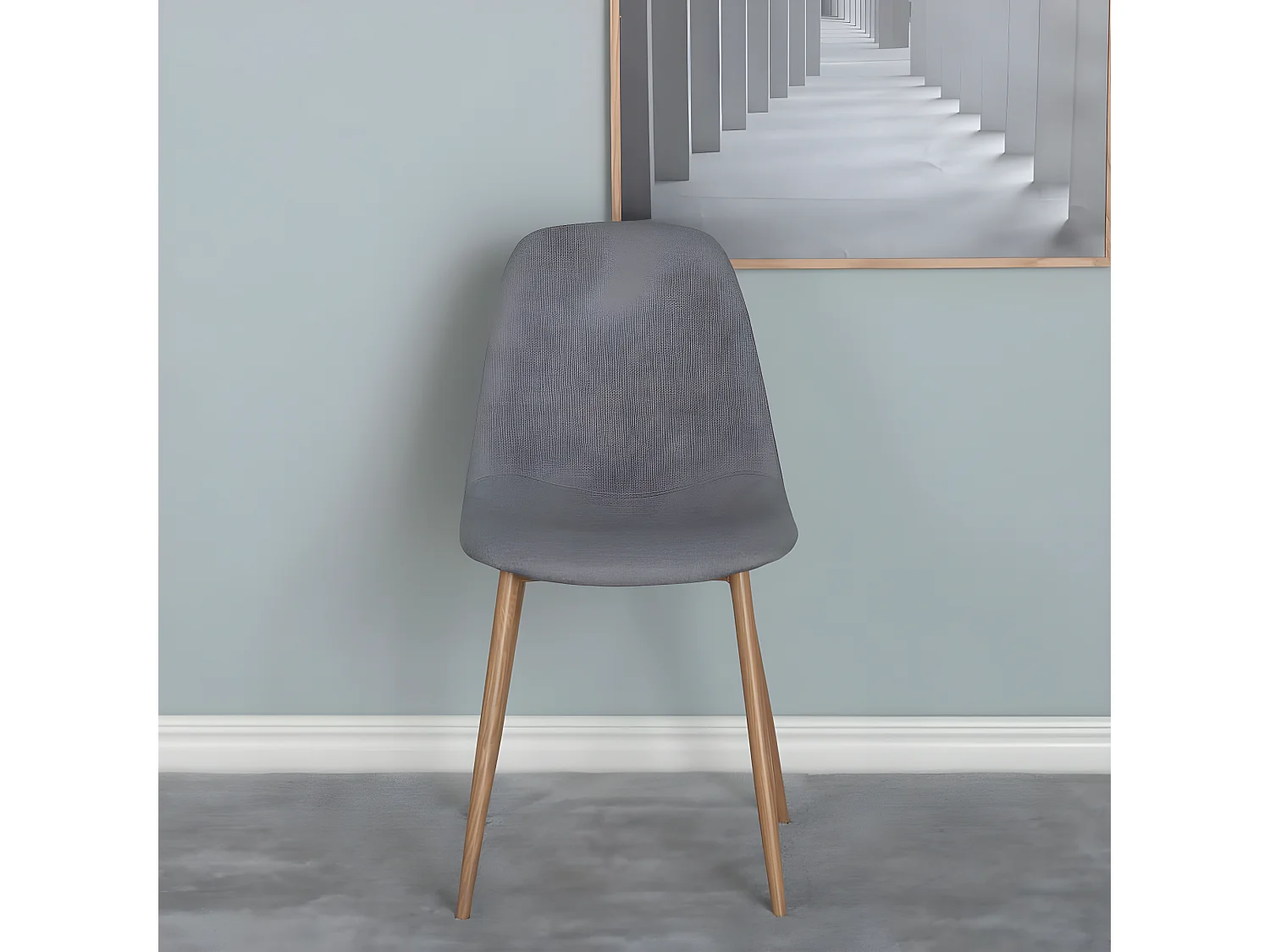 Chaises à manger lot de 2 Polar polyester gris et naturel