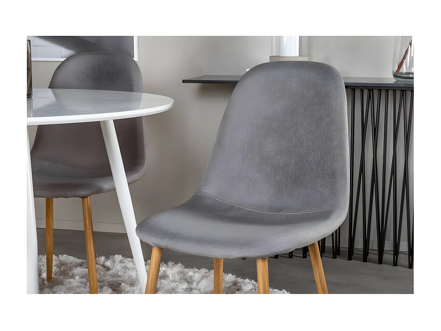 Chaises à manger lot de 2 Polar polyester gris et naturel