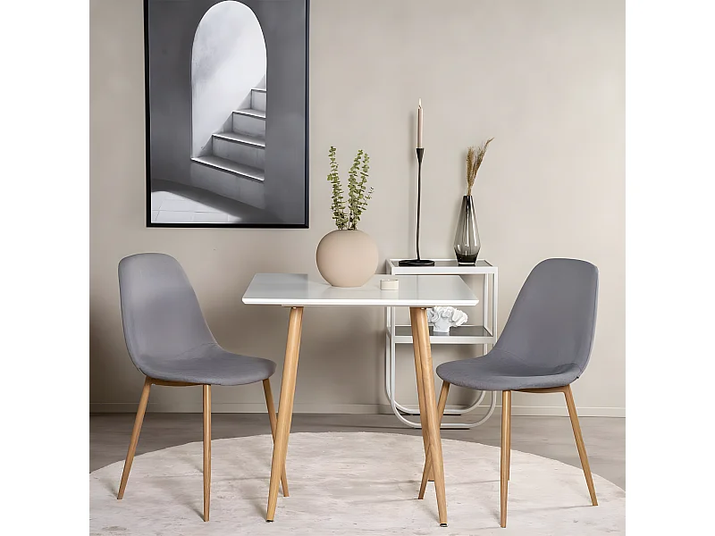 Chaises à manger lot de 2 Polar polyester gris et naturel