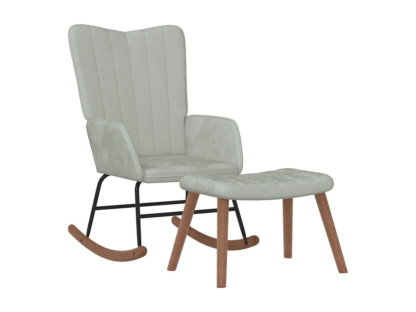 Chaise à bascule avec repose-pied Gris clair Velours