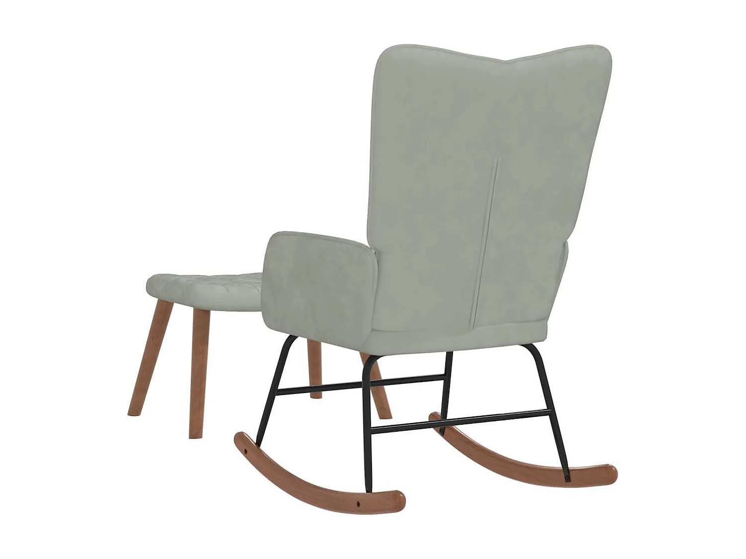 Chaise à bascule avec repose-pied Gris clair Velours
