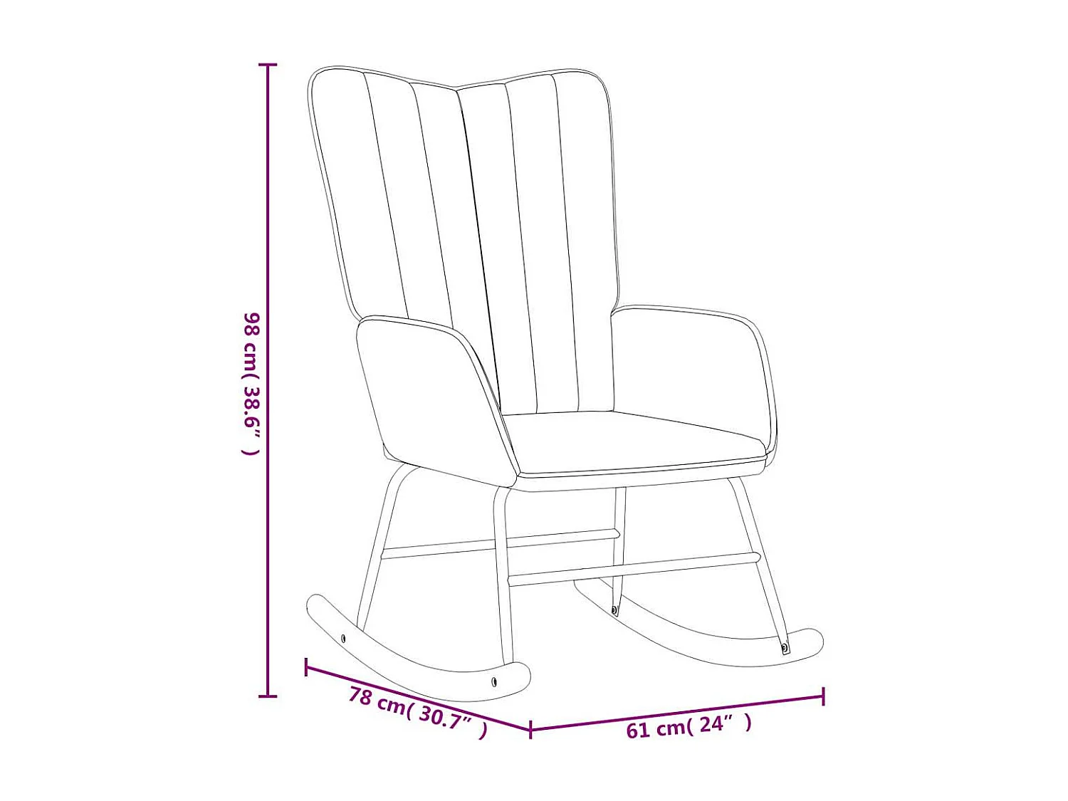Chaise à bascule avec repose-pied Gris clair Velours