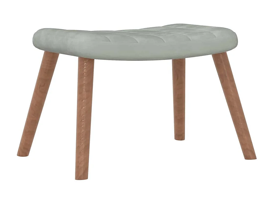 Chaise à bascule avec repose-pied Gris clair Velours