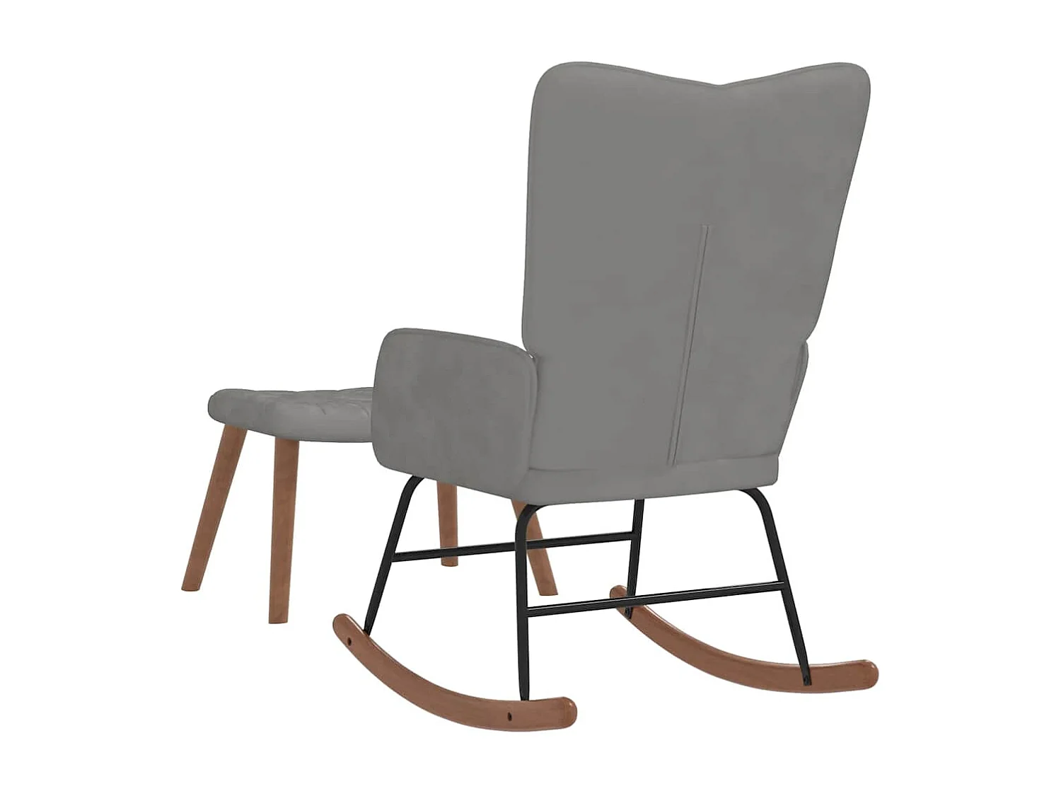 Chaise à bascule avec repose-pied Gris clair Velours