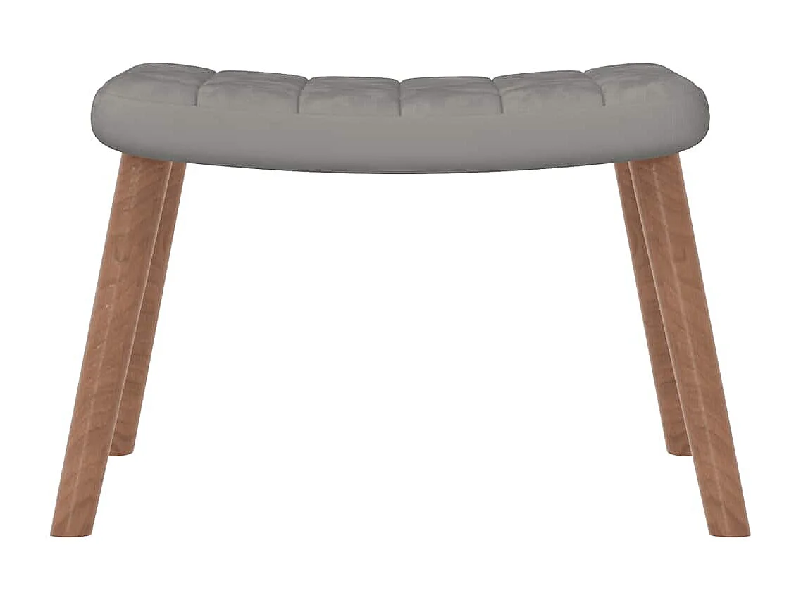 Chaise à bascule avec repose-pied Gris clair Velours