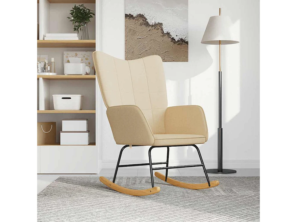 Schaukelstuhl Creme Stoff