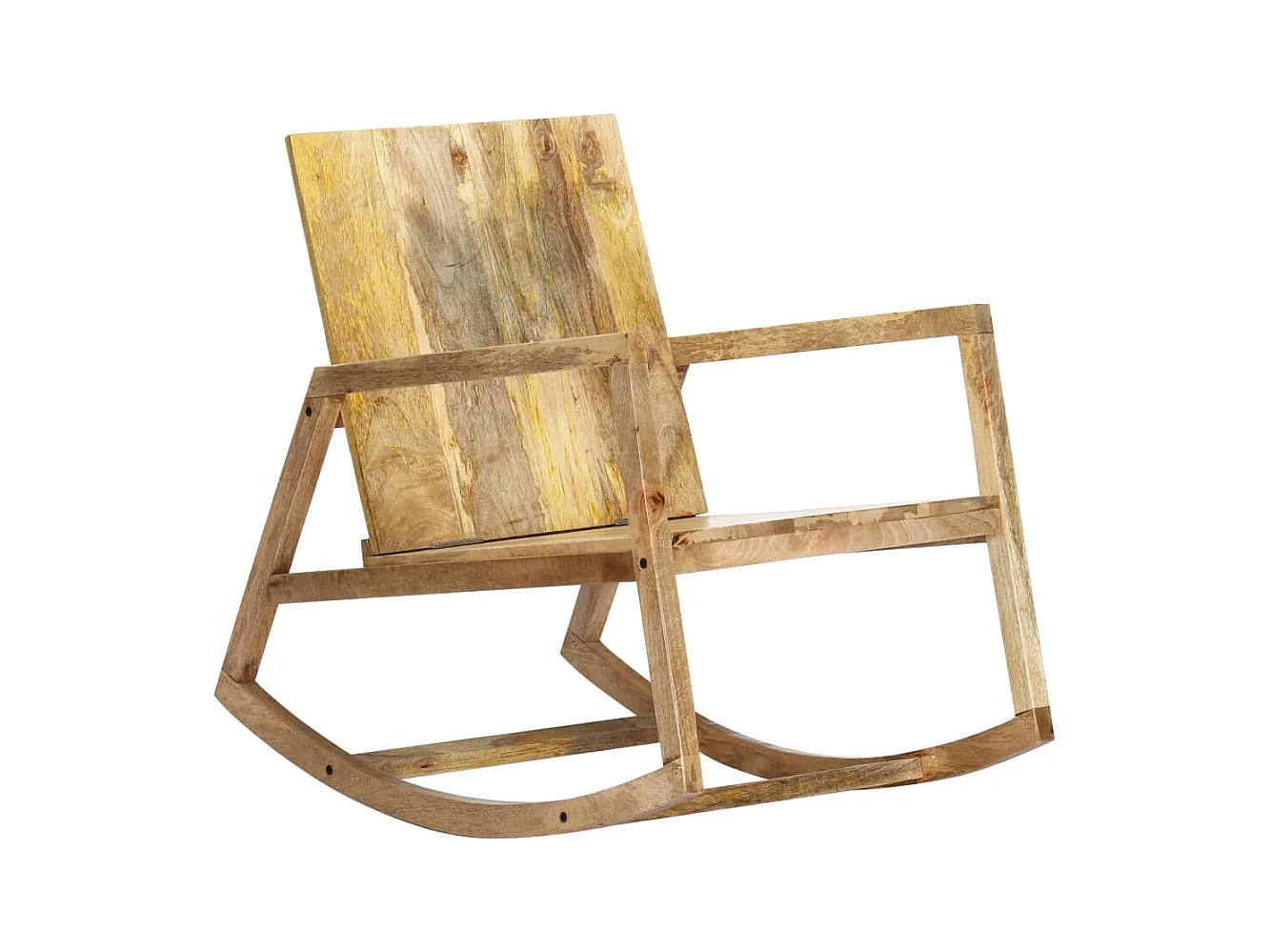Chaise à bascule Marron Cuir véritable et manguier massif