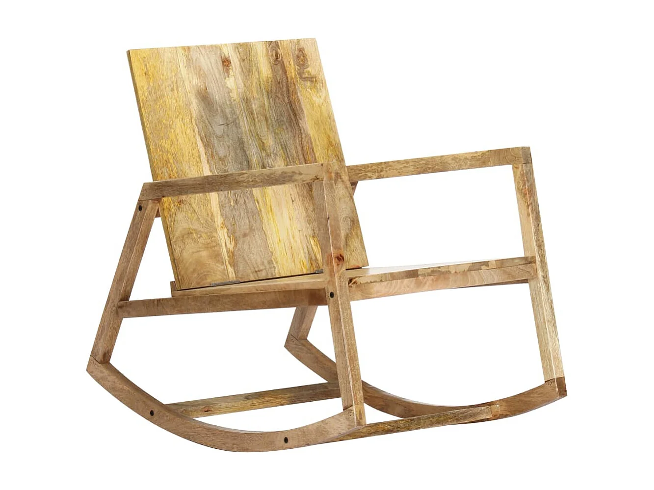 Chaise à bascule Marron Cuir véritable et manguier massif