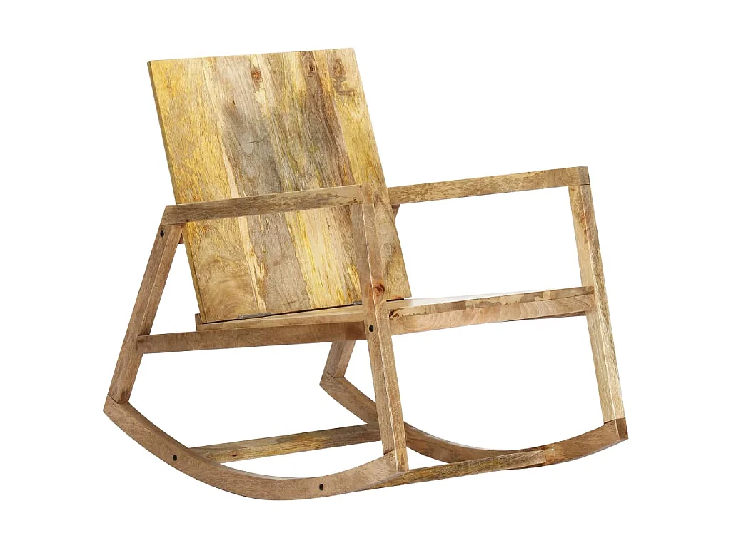 Chaise à bascule Marron Cuir véritable et manguier massif