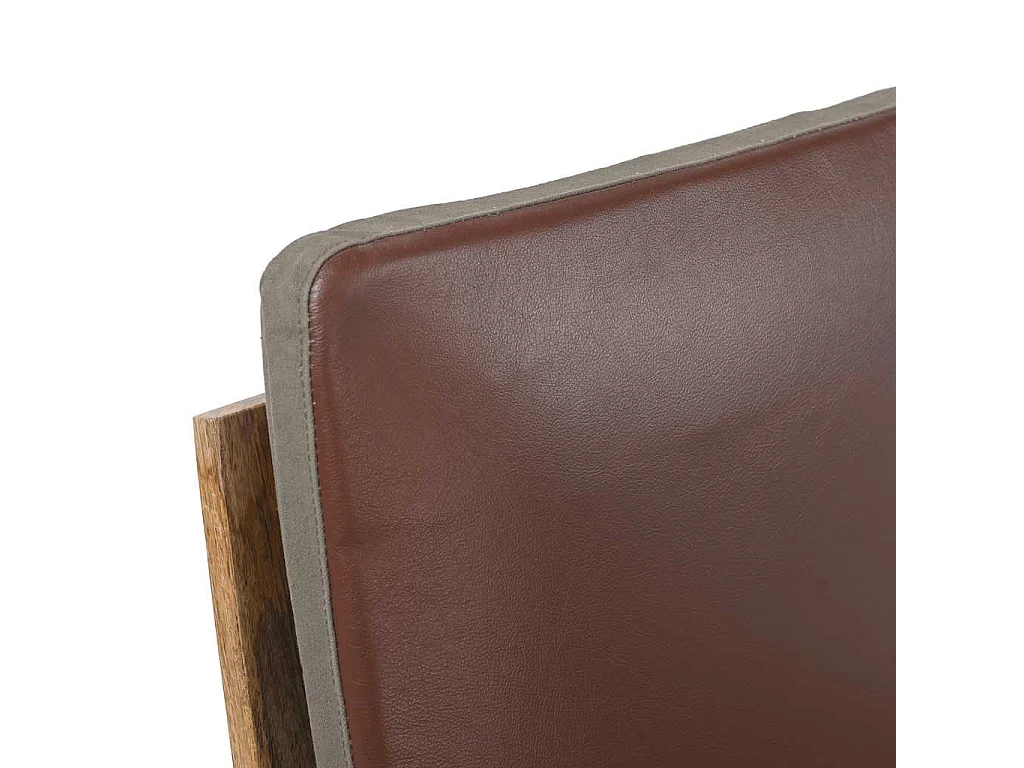 Chaise à bascule Marron Cuir véritable et manguier massif