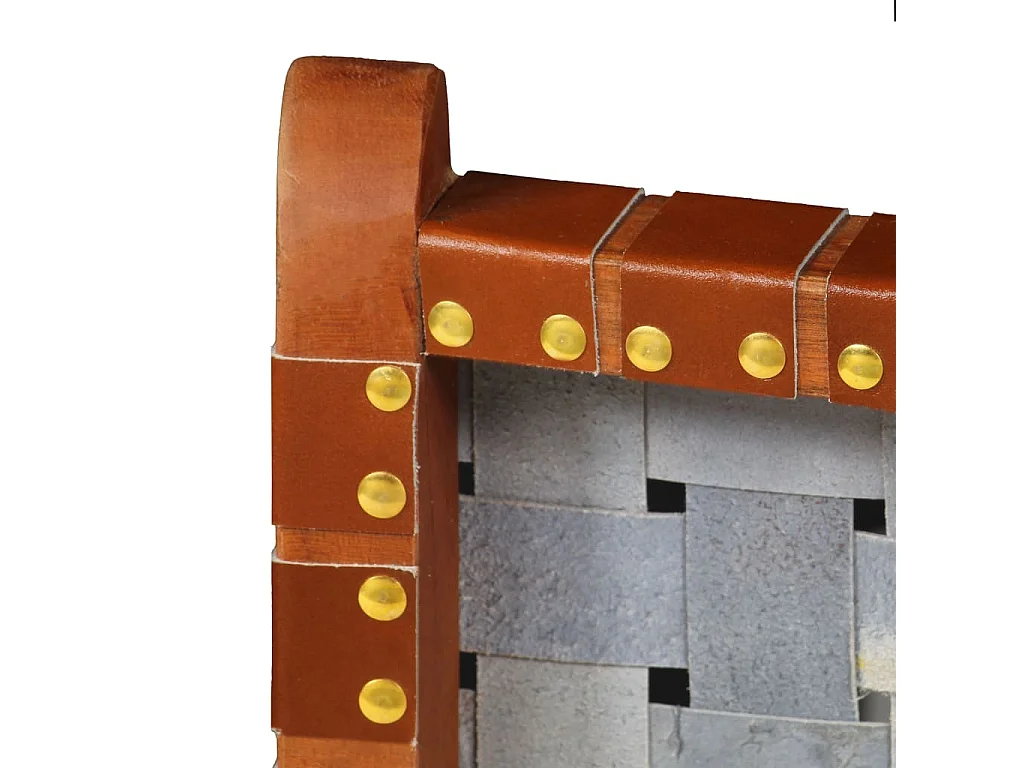 Chaise pliable bandes croisées marron cuir véritable