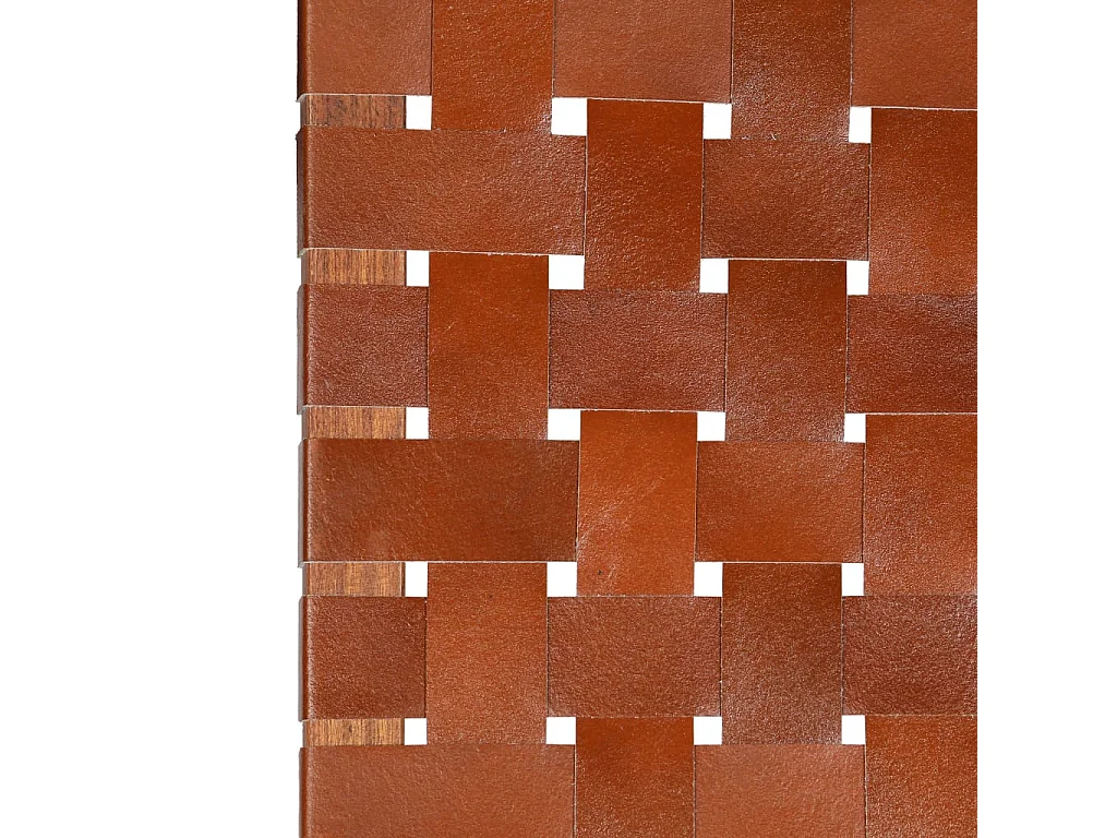 Chaise pliable bandes croisées marron cuir véritable