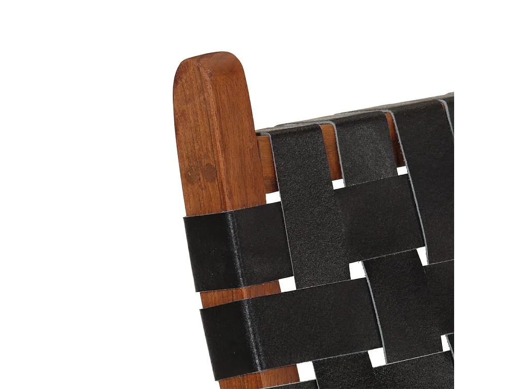 Chaise de relaxation pliable noir cuir véritable