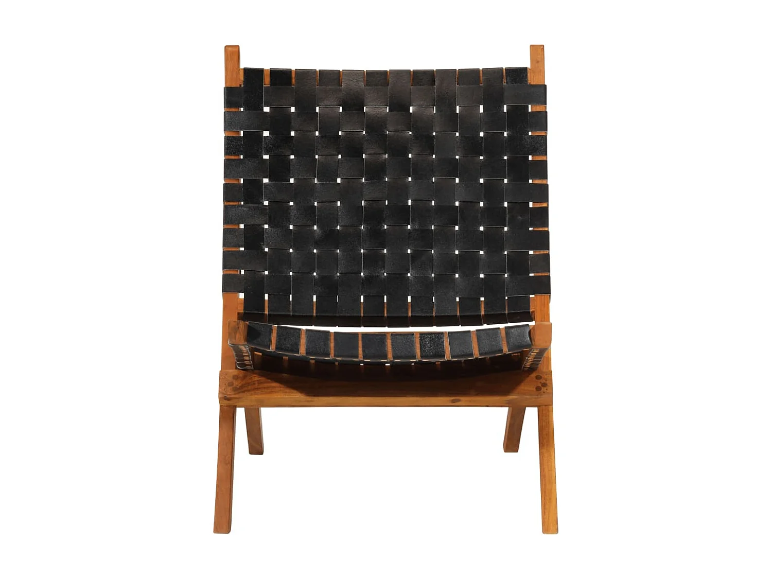 Chaise de relaxation pliable noir cuir véritable