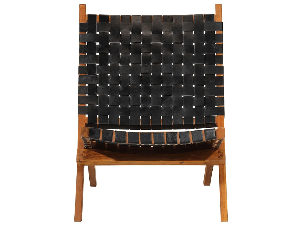 Chaise de relaxation pliable noir cuir véritable