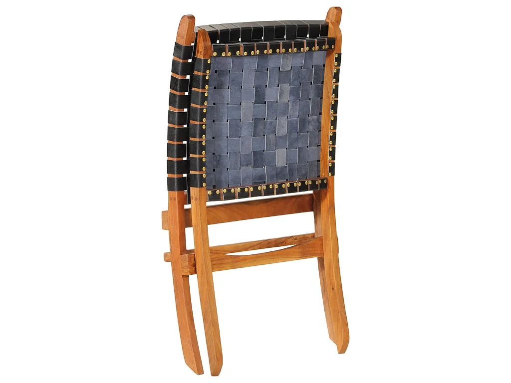 Chaise de relaxation pliable noir cuir véritable