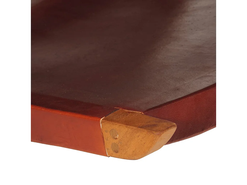 Chaise pliante en cuir véritable marron foncé
