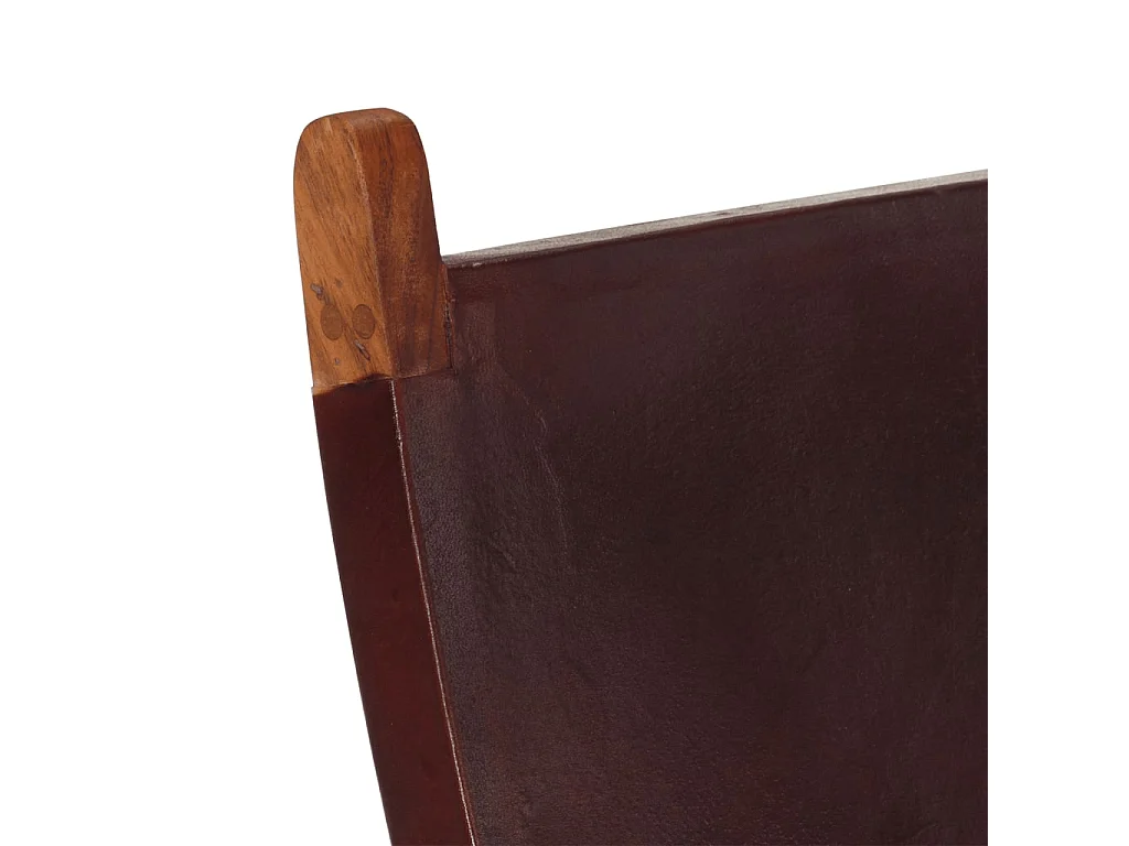 Chaise pliante en cuir véritable marron foncé
