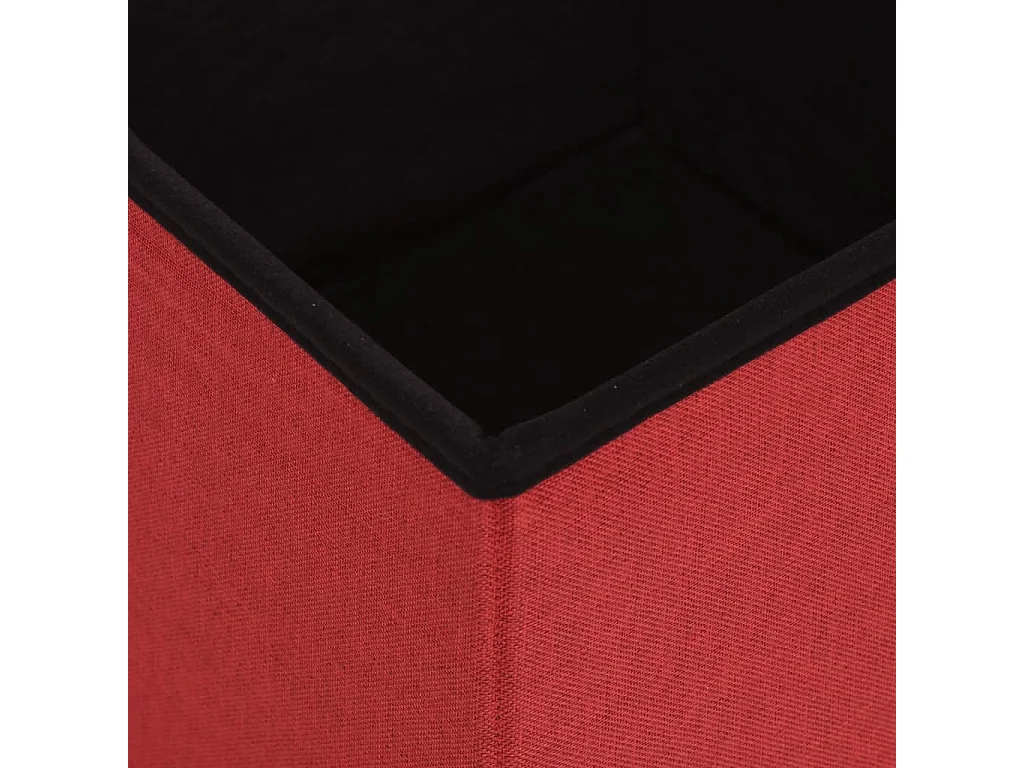 Sgabello con Contenitore Pieghevole Rosso Vino in Simil Lino