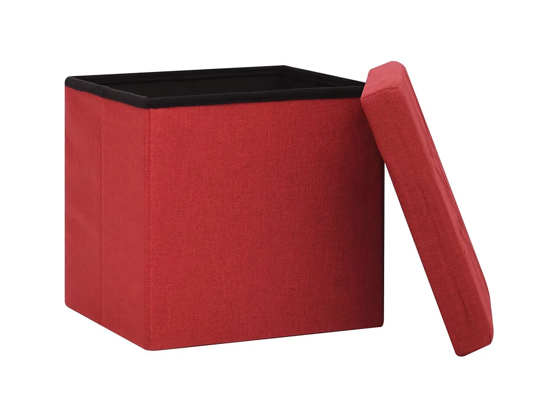 Hocker mit Stauraum Weinrot Leinenoptik