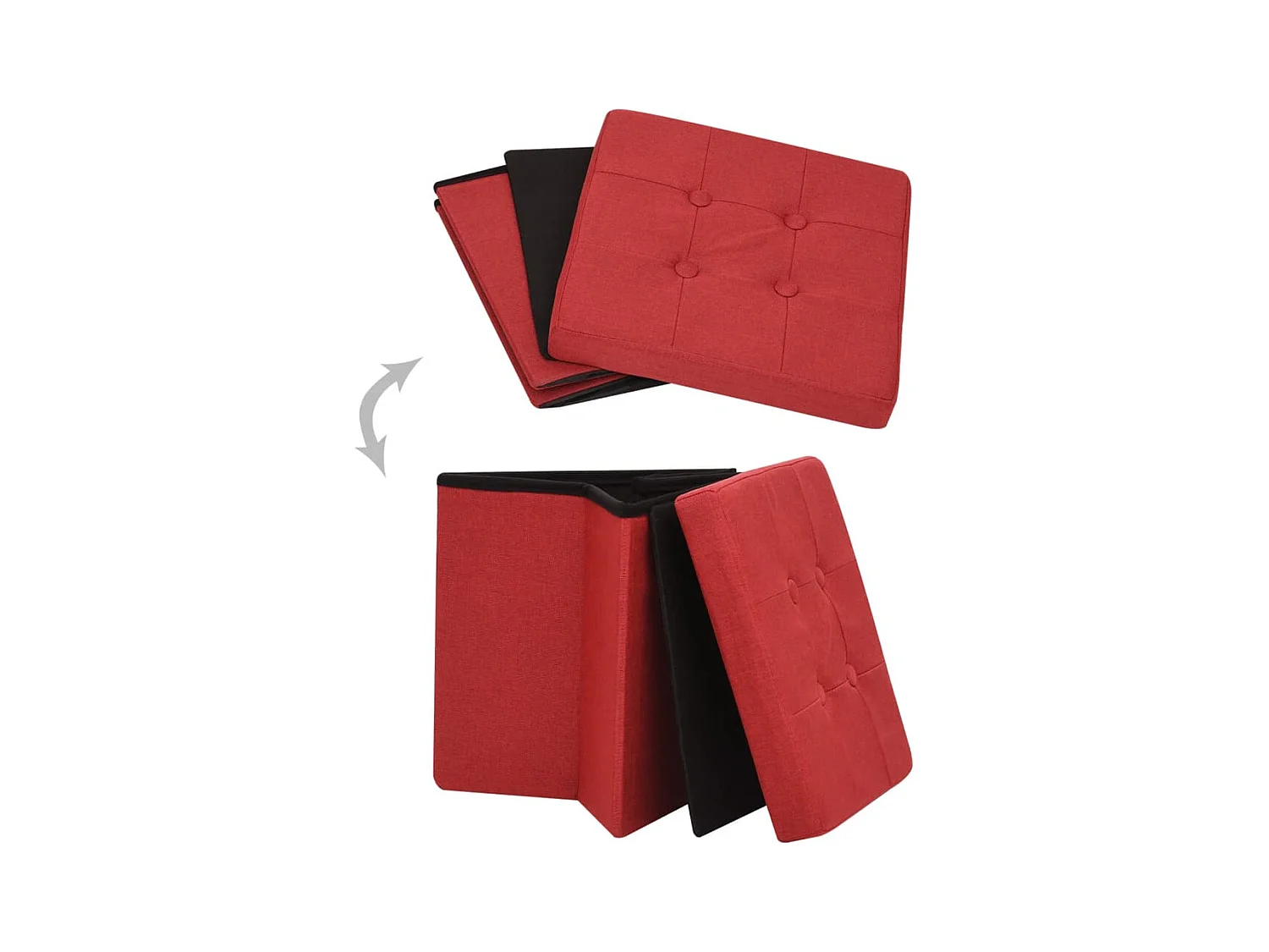 Hocker mit Stauraum Weinrot Leinenoptik