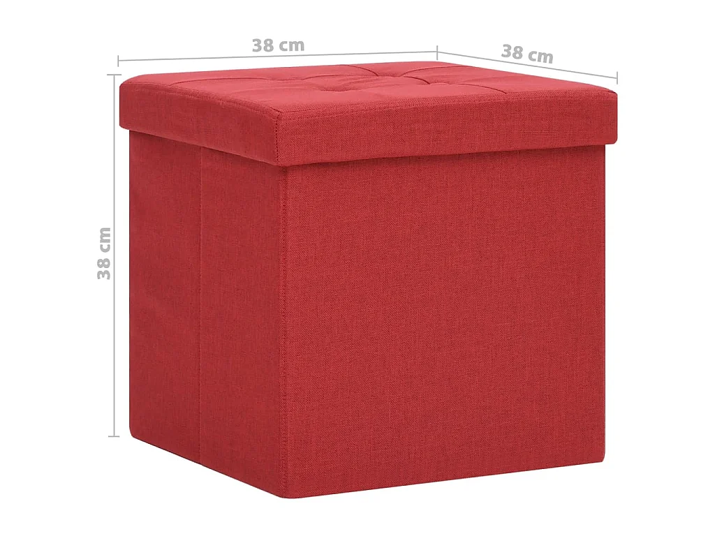 Tabouret de rangement pliable Rouge bordeaux Faux lin