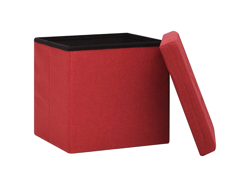 Tabouret de rangement pliable Rouge bordeaux Faux lin