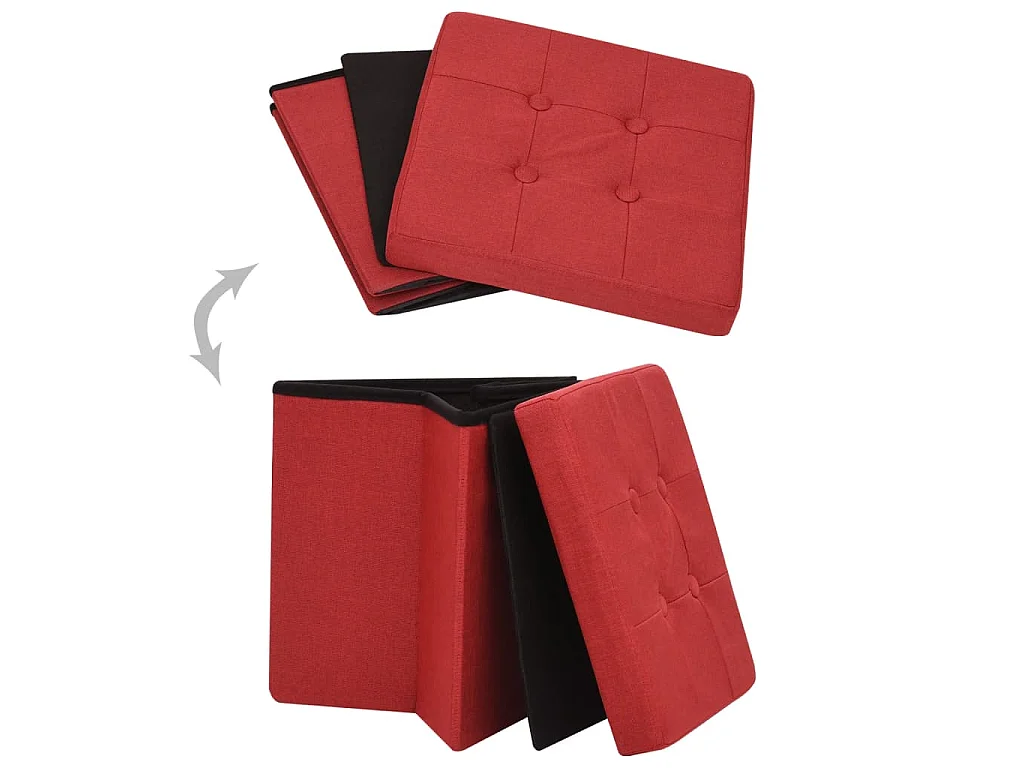 Tabouret de rangement pliable Rouge bordeaux Faux lin
