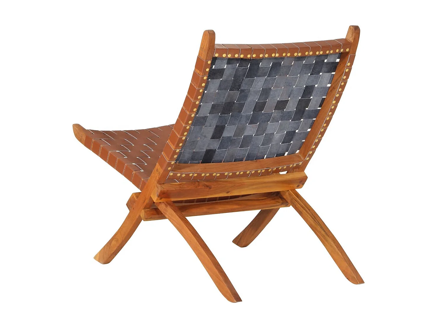 Cadeira de descanso dobrável couro genuíno castanho