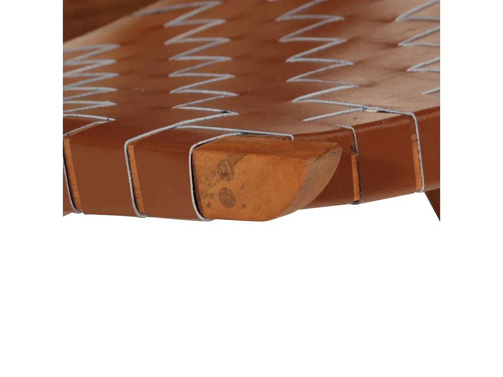 Cadeira de descanso dobrável couro genuíno castanho