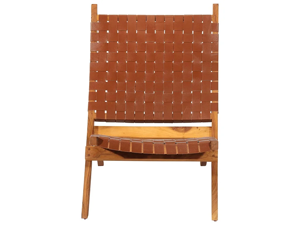 Chaise de relaxation pliable marron cuir véritable